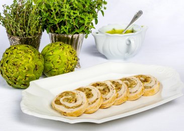 Chicken Roll with Baby Artichokes